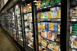 frozen food in grocery store